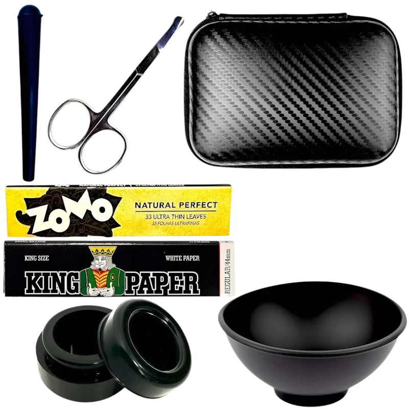 Kit Fumo Case Slick Silicone Seda Cuia Porta Cigarro Tesoura