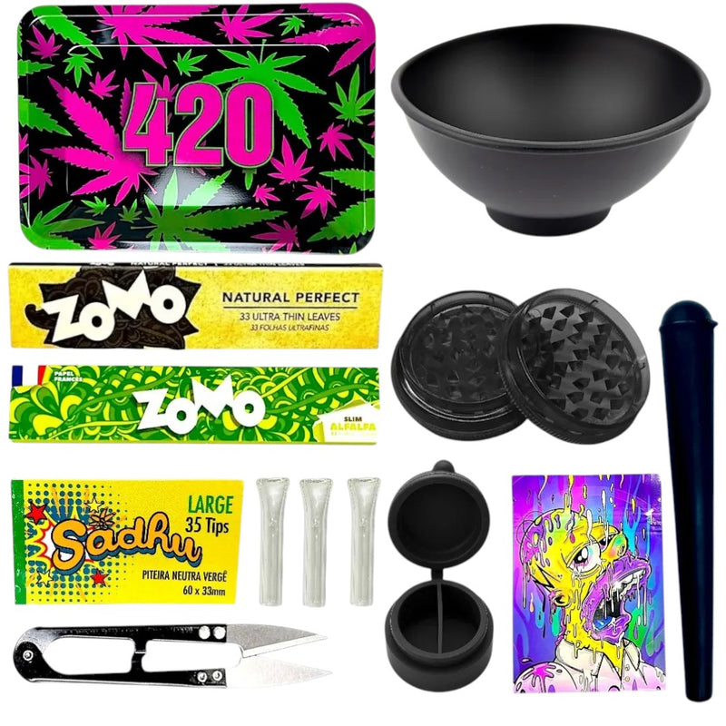 Kit Sedas Zomo Bandeja De Metal Tesoura Slick Cuia Piteira