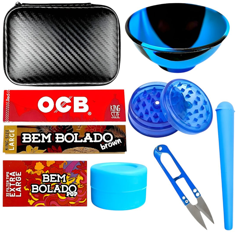 Kit Case Seda Tubete Cuia Tesoura Slick Dichavador Piteira