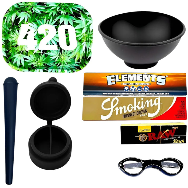 Kit Fumo Bandeja Tubete Mocó Seda Piteira Cuia Slick Tesoura