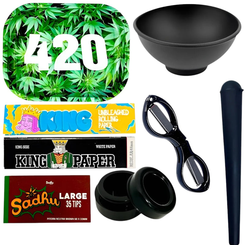 Kit Bandeja Seda Slick Porta Cigarros Piteira Cuia Tesoura