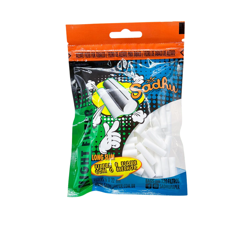Filtro De Acetato Sadhu Night Long Slim 10PC/CX