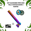 Kit Pipe de Metal Colorido + Dichavador 2 Partes Caveira + Tela