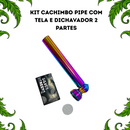Kit Pipe de Metal Colorido + Dichavador 2 Partes Caveira + Tela
