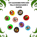 Kit Pipe de Metal Colorido + Dichavador 2 Partes Caveira + Tela