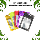 Kit 10 Sacos Zip Lock 10x8cm Coloridos para Armazenamento