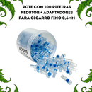 Pote com 100 Piteiras Redutor + Adaptadores para Cigarro Fino 0,6mm