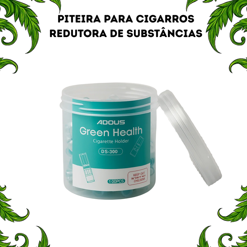 Pote com 100 Piteiras DS-300 Redutoras de Substâncias para Cigarros Adous Green Health