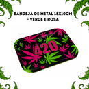 Bandeja De Metal Tabacaria 18x10cm Modelo 420 Verde E Rosa Resistente Portátil Headshop Acessório Para Fumar Seda Dichavador