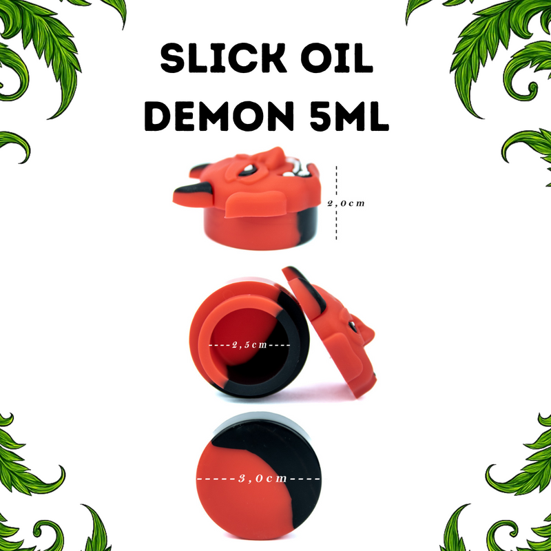Slick Oil Demon Silicone 5ml Pote Reutilizável Estilizado Resistente Portátil Tabacaria Headshop Armazenamento Óleo Extrato