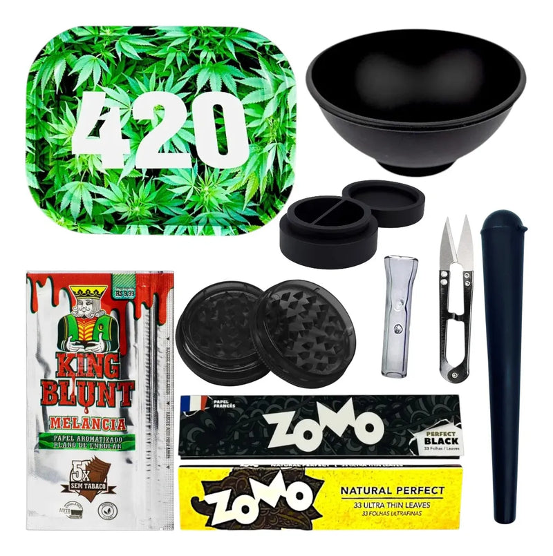 Kit Bandeja Seda Sabor Slick Cuia Tubete Piteira Vidro