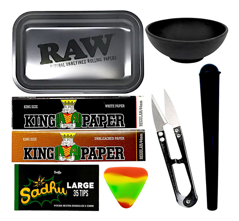 Kit Bandeja Seda Slick Porta Cigarros Piteira Cuia Tesoura