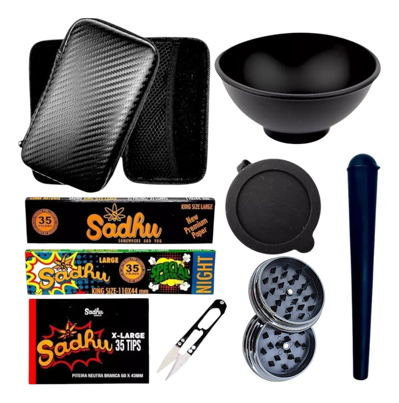 Kit Case Dichavador Seda Piteira Tubete Cuia De Silicone