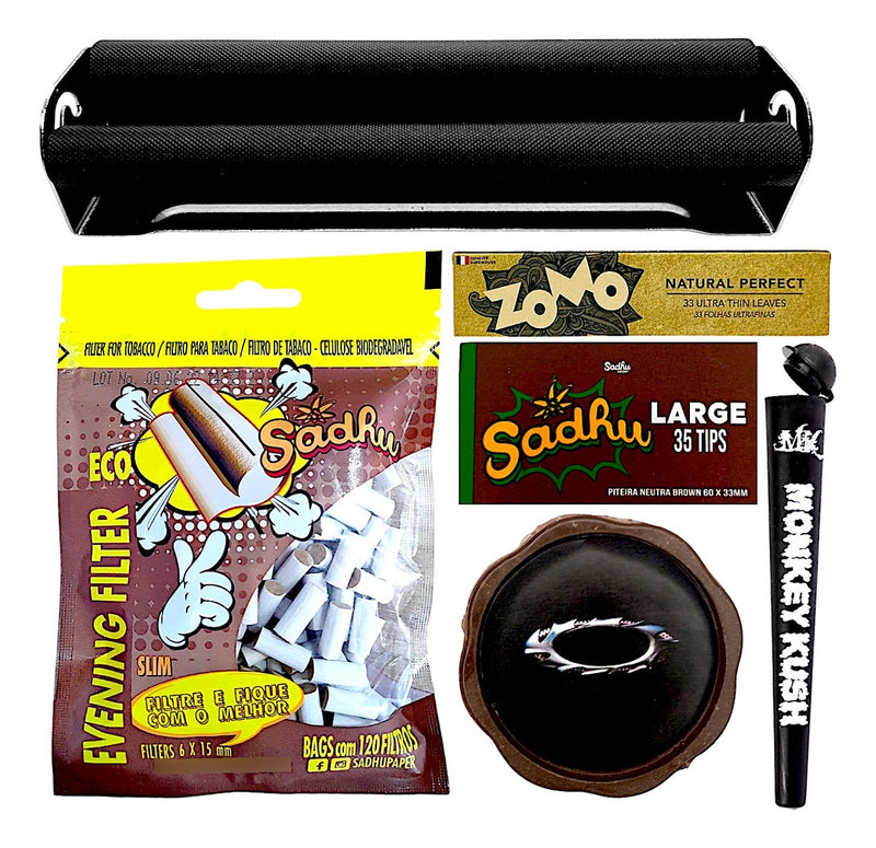 Kit Bolador Dichavador Filtro Seda Porta Cigarros Piteira