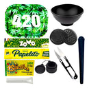 Kit Bandeja Fumo Seda De Vidro Tubete Cuia Piteira Tesoura