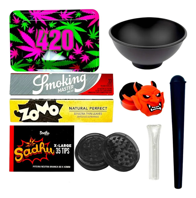 Kit Bandeja Fumar Dichavador Cuia Seda Piteira Slick Mocó