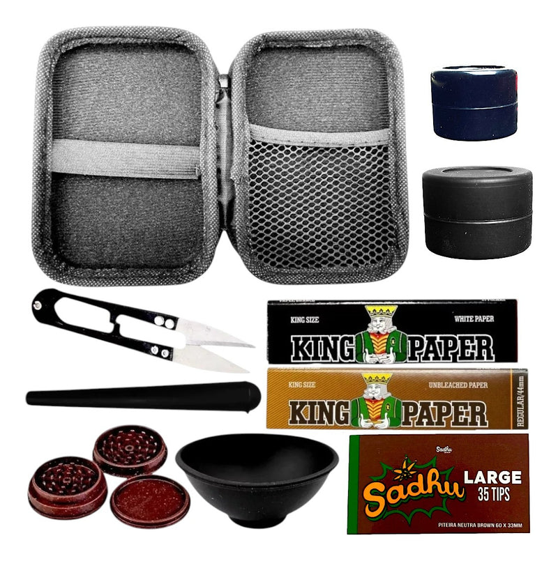 Kit Case Fumo Seda Cuia Slick Dichavador Porta Cigarro
