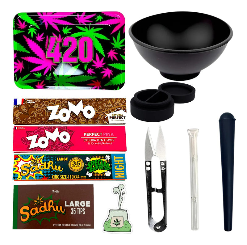 Kit Bandeja Tesoura Tubete Seda Piteira Cuia Silicone Slick