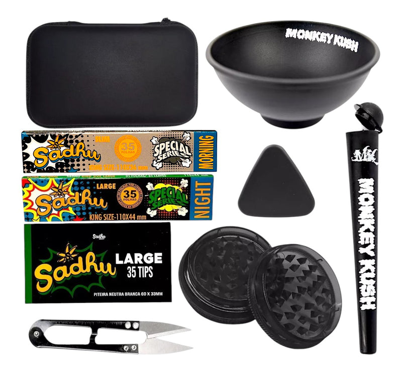 Kit Fumo Dichavador Slick Tubete Tesoura Cuia Piteira Seda