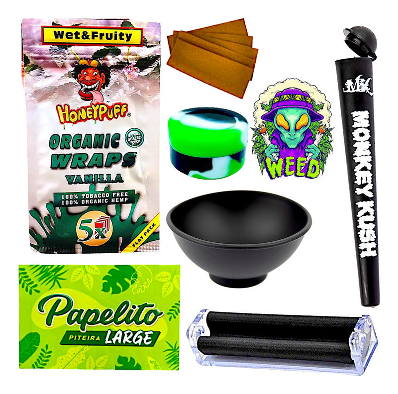 Kit Fumo Seda Honeypuff Sabor Piteira Cuia Tubete Bolador
