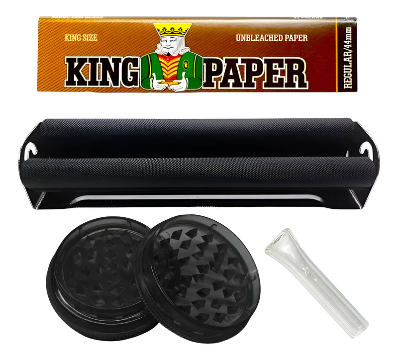 Kit Fumo Seda Bolador Manual Metal Ajustável 11cm Piteira