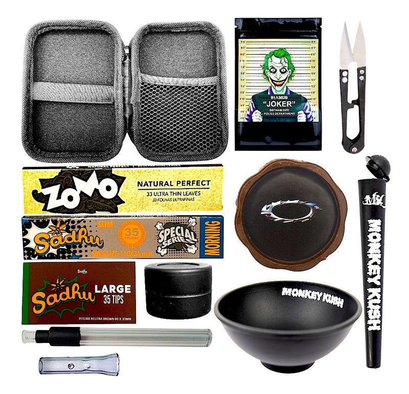 Kit Case Seda De Vidro Cuia Slick Dichavador Tubo Mocó Kit Completo