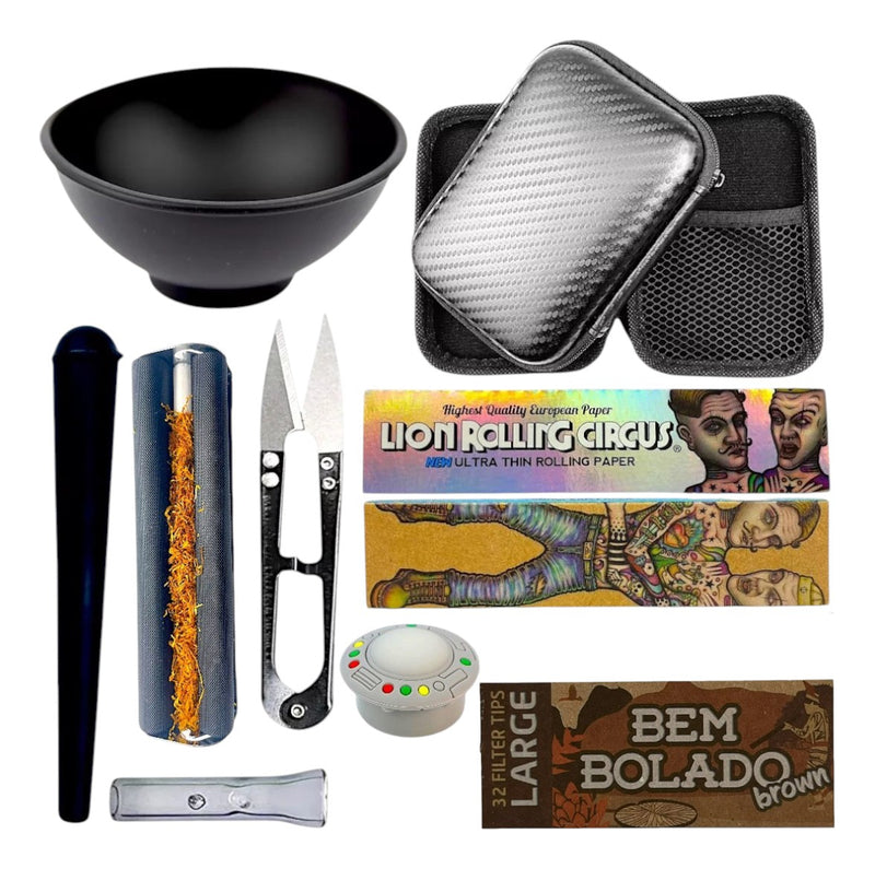 Kit Fumo Case Seda Cuia Bolador Piteira De Vidro Slick Mocó