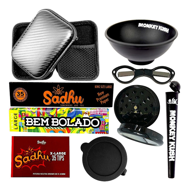 Kit Fumo Case Seda Piteira Cuia Slick Dichavador Tubo Mocó Kit Completo