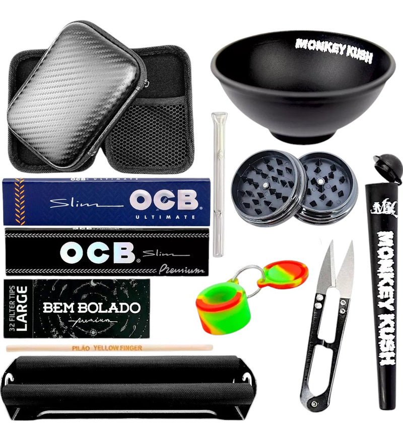 Kit Fumo Bolador Seda Piteira De Vidro Dichavador Mocó Pilão