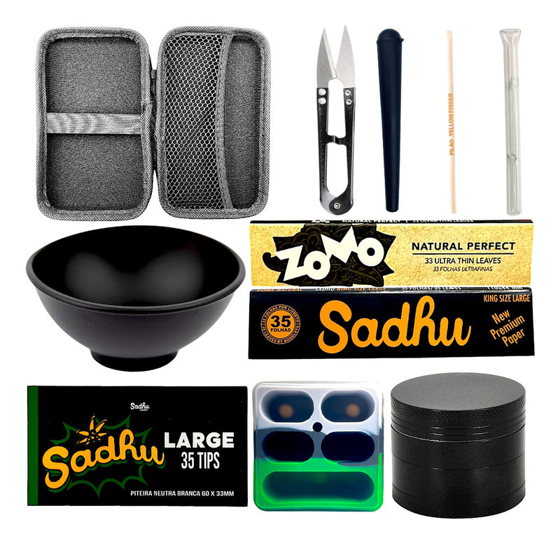 Kit Case Seda Cuia Piteira De Vidro Slick Dichador Tubete