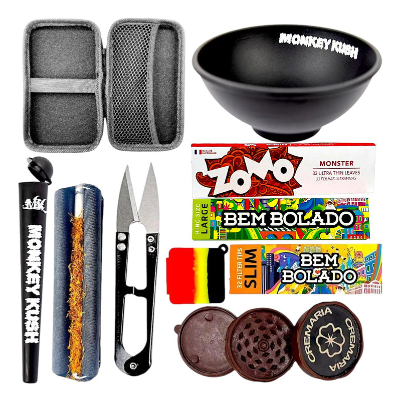 Kit Fumo Case Sedas Piteira Bolador Dichavador Cuia Mocó