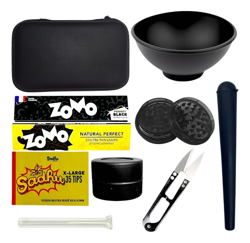 Kit Case Dichavador Piteira Seda Slick Cuia Tubete Tesoura