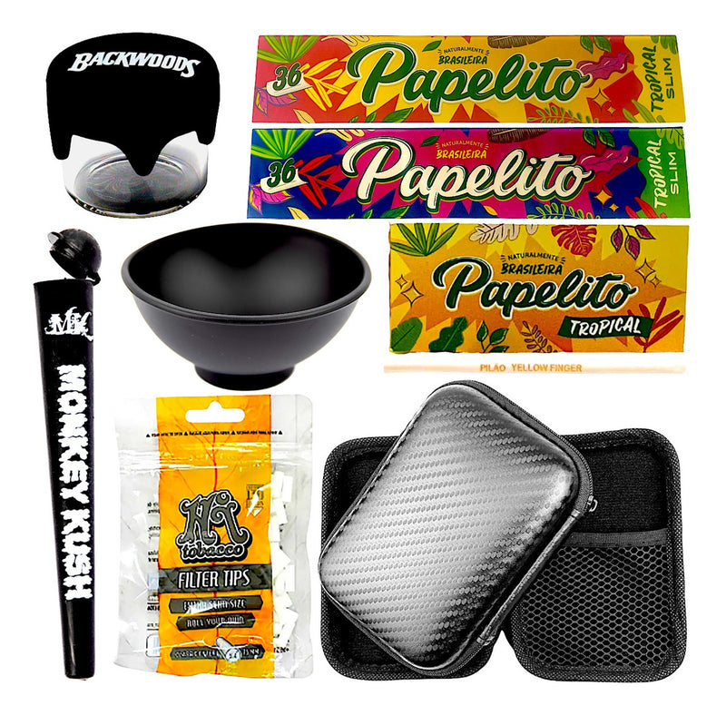 Kit Case Sedas Piteira Filtro Hai Slick De Vidro Cuia Tubete