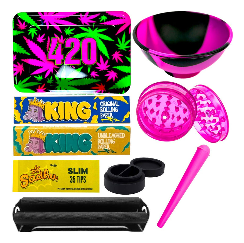 Kit Bolador Dichavador Slick Bandeja Seda Cuia Tubete Mocó