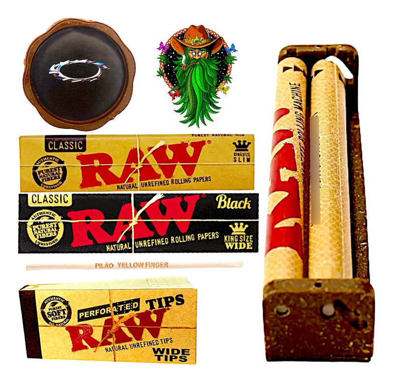 Kit Fumo Bolador Raw Original + Sedas Piteiras Dichavador