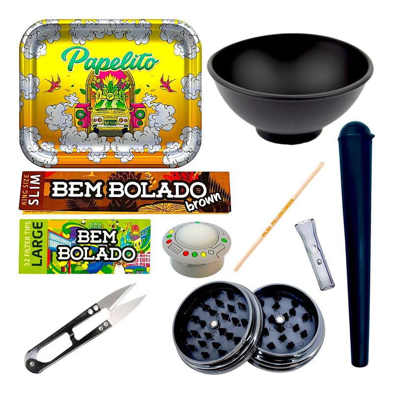Kit Fumo Dichavador Slick De Silicone Cuia Bandeja Tabacaria