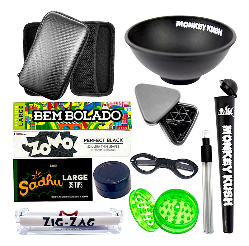 Kit Fumo Cuia Piteira Bolador Dichavador Seda De Vidro Mocó