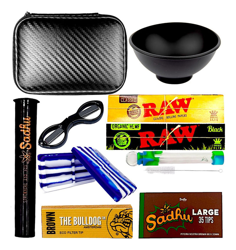 Kit Fumo Case Slick De Silicone Seda Raw Cuia Porta Cigarros