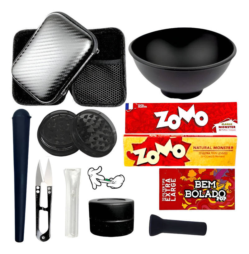 Kit Fumo Dichavador Slick Piteira De Vidro Cuia Silicone