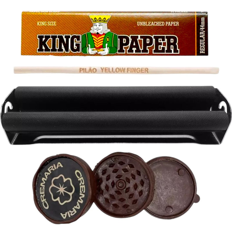 Kit Bolador Dichavador Seda Enrolador De Metal 110mm Pilão