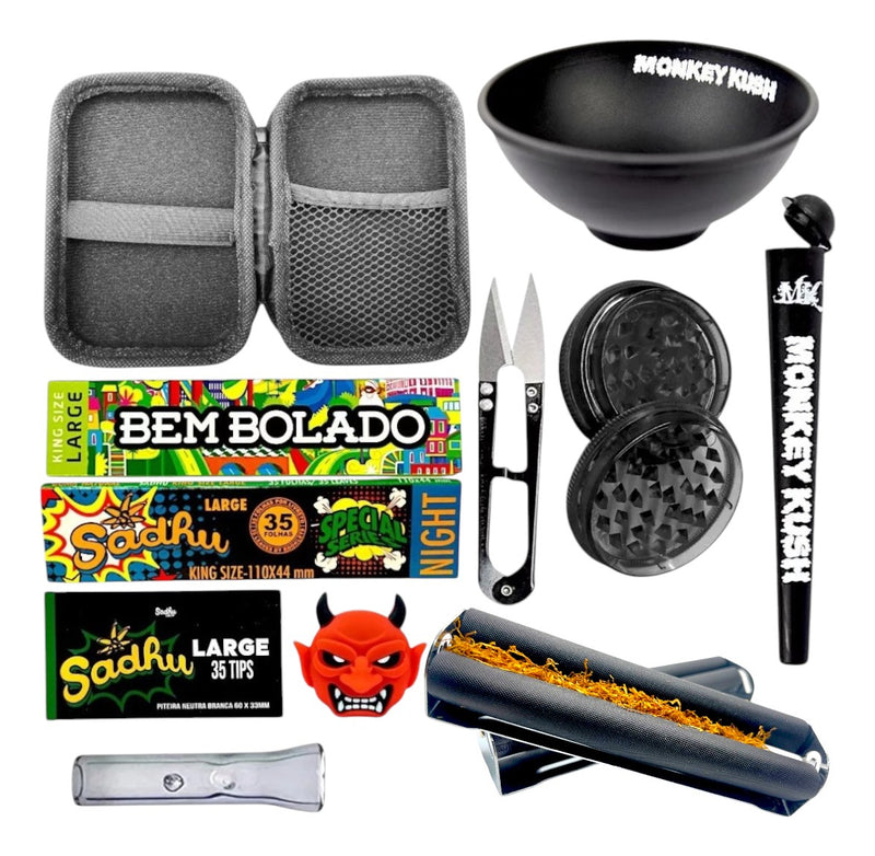 Kit Fumo Seda Piteira De Vidro Cuia Dichavador Bolador Mocó