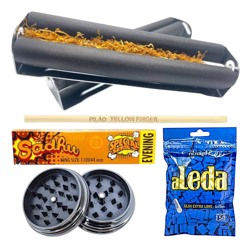 Kit Bolador Enrolador Dichavador Seda Filtro Aleda Pilão