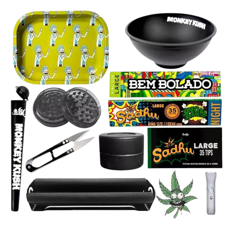 Kit Fumo Bandeja Sedas Piteira Cuia Bolador Dichavador Mocó