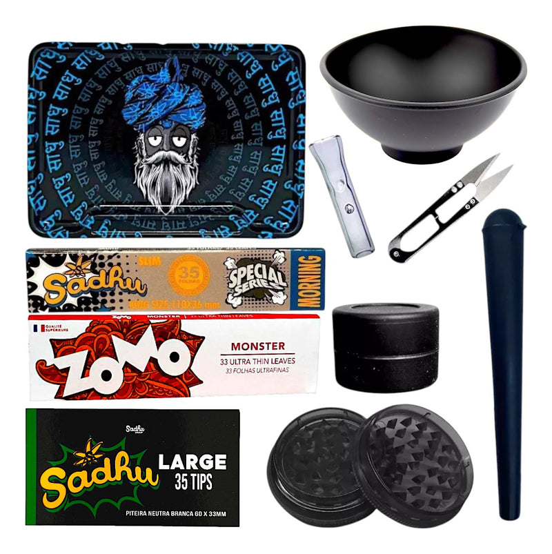 Kit Bandeja Dichavador Seda Cuia Tubete Slick Piteira Papel
