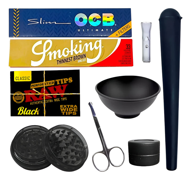 Kit Fumo Seda Dichavador Tubete Piteira De Vidro Slick Cuia