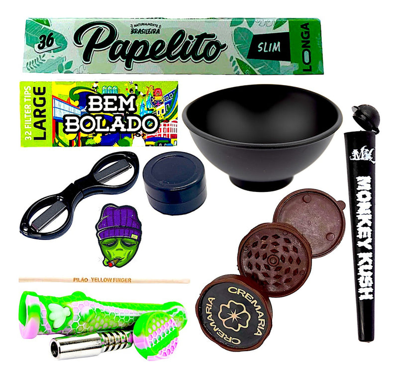 Kit Fumo Seda Piteira Cuia Dichavador Mocó + Brinde Cachimbo