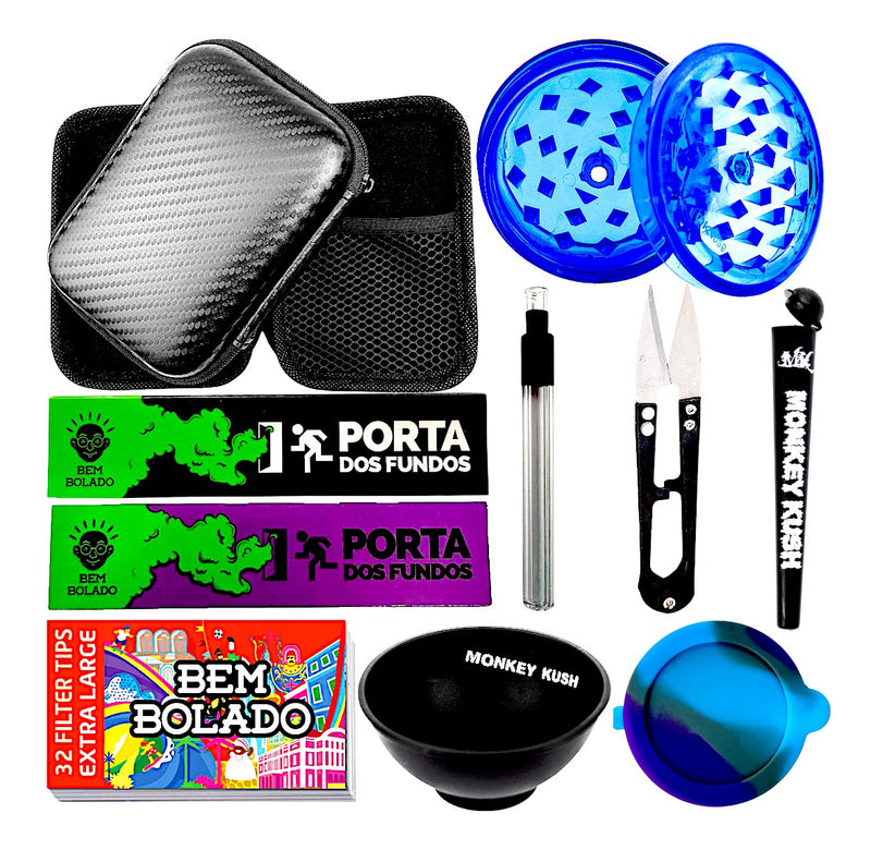 Kit Case Fumo Dichavador Cuia Tubete Mocó Tesoura Slick