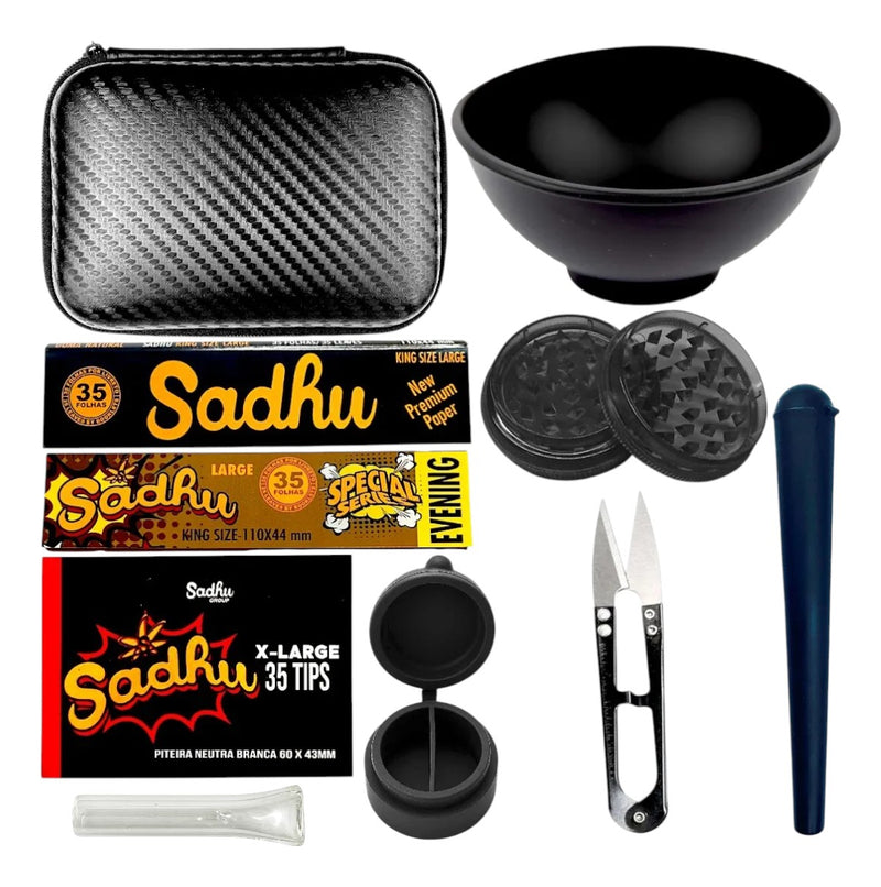 Kit Case Dichavador Fumo Tabacaria Seda Cuia Slick + Tubete