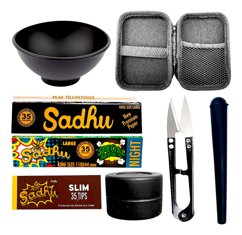 Kit Case Seda Piteira De Vidro Tesoura Slick Tesoura Pilão