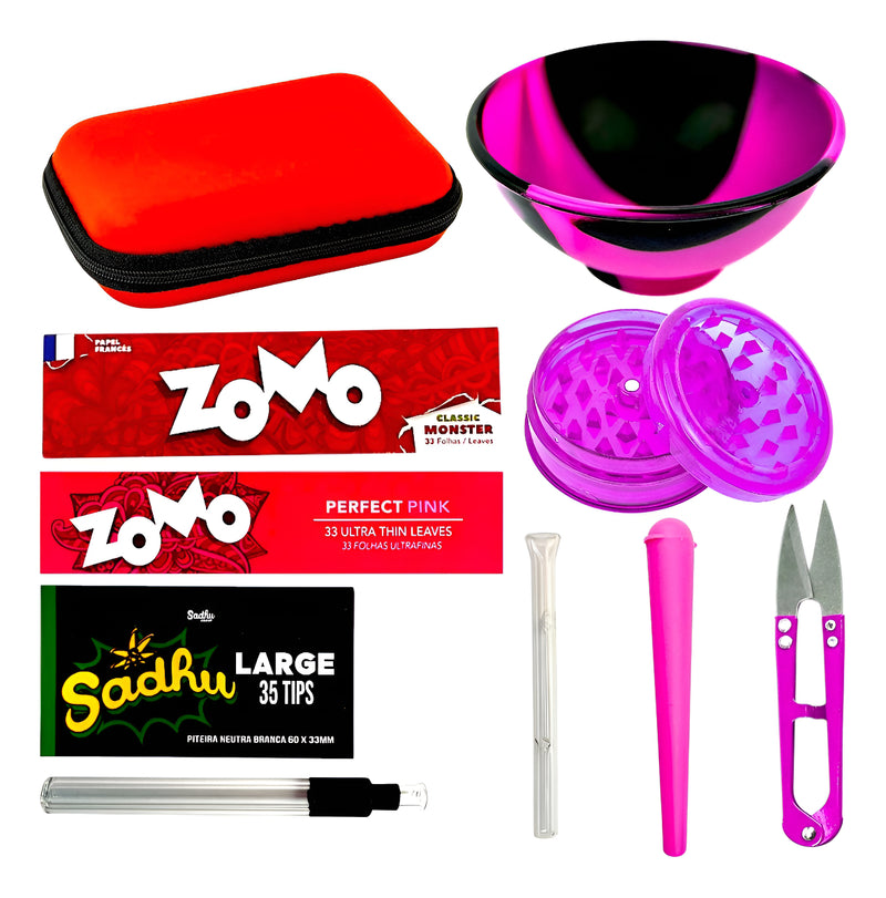 Kit Case Cuia Seda De Vidro Dichavador Tubete Mocó Tesoura